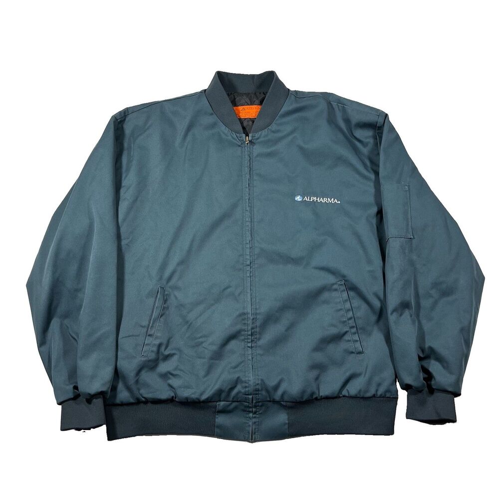 Red Kap Alpharma Bomber Jacket Gray Quilted Lined Workwear Size XXL